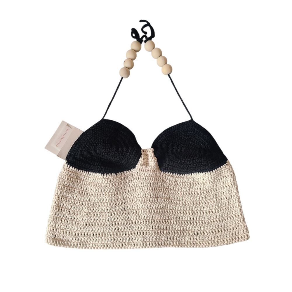 Alexandra Bueno Roots Crochet Cropped Halter Top Size Medium NWT